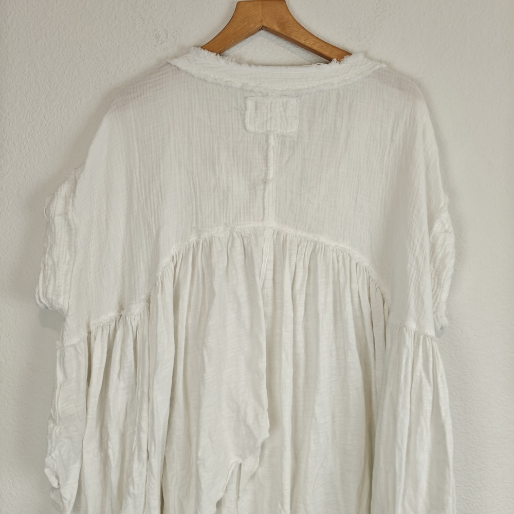 We The Free Nwot Boho Asymmetrical Hem Oversized Blouse Gauze Cotton Sz Small - Picture 14 of 15